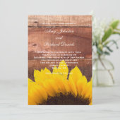 Faire-part de mariage rustique de tournesol (Debout devant)