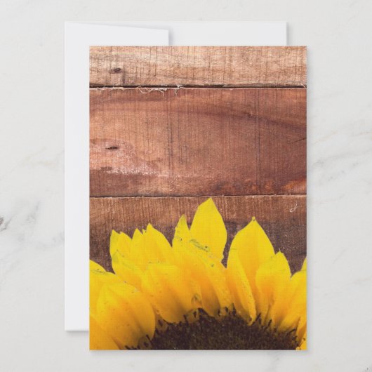 Faire-part de mariage rustique de tournesol (Dos)