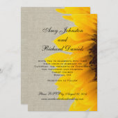 Faire-part de mariage rustique de tournesol de (Devant / Derrière)