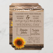Faire-part de mariage rustique de tournesol de gra (Devant / Derrière)