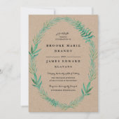 Faire-part de mariage rustique de verdure de couro (Devant)