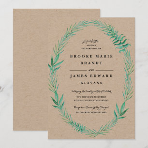 Faire-part de mariage rustique de verdure de couro