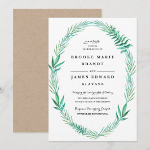 Faire-part de mariage rustique de verdure de couro