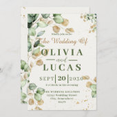 Faire-part de mariage rustique de verdure eucalypt (Devant / Derrière)