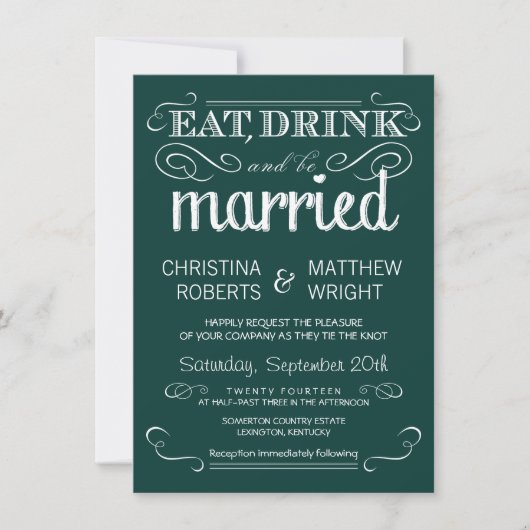 Faire-part de mariage rustique de vert vert de (Devant)