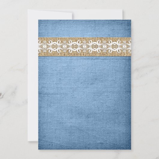 Faire-part de mariage rustique| Denim, Lace, Burla (Dos)