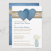 Faire-part de mariage rustique| Denim, Lace, Burla (Devant / Derrière)