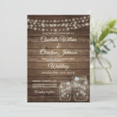 Faire-part de mariage rustique des lumières de maç (Debout devant)