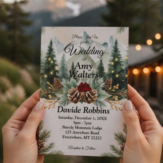 Faire-part de mariage rustique d'hiver
