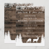 Faire-Part de Mariage Rustique d'Hiver - Cerf (Devant / Derrière)