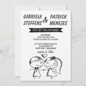 Faire-part de mariage rustique Doodle Couple (Devant)