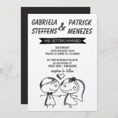 Faire-part de mariage rustique Doodle Couple (Devant / Derrière)