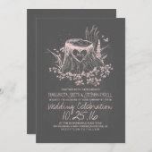 Faire-part de mariage rustique du coeur de bois de (Devant / Derrière)