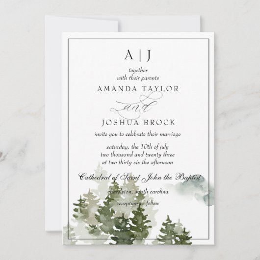 Faire-Part de Mariage Rustique Écriture Classique  (Devant)