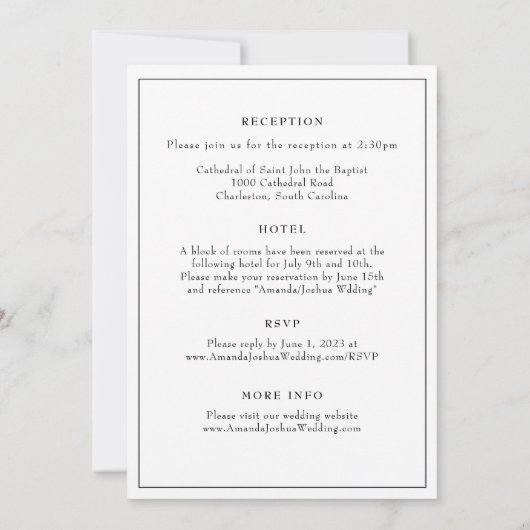 Faire-Part de Mariage Rustique Écriture Classique (Dos)