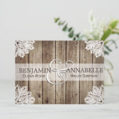 Faire-part de mariage rustique en bois ancien (Debout devant)