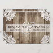 Faire-part de mariage rustique en bois ancien (Devant / Derrière)