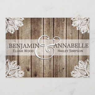 Faire-part de mariage rustique en bois ancien