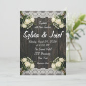 Faire-part de mariage rustique en bois blanc avec (Debout devant)