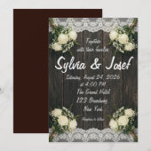 Faire-part de mariage rustique en bois blanc avec (Devant / Derrière)