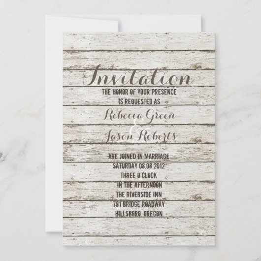 faire-part de mariage rustique en bois de grange v (Devant)