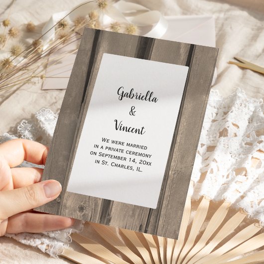 Faire-part de mariage rustique en bois de la ferme