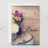 Faire-part de mariage rustique en bois et fleurs (Dos)