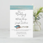 Faire-part de mariage Rustique en bois turquoise (Debout devant)