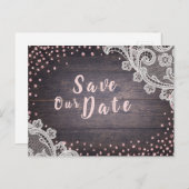 Faire-part de mariage rustique en dentelle et bois (Devant / Derrière)