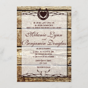 Faire-part de mariage rustique en fer à cheval de