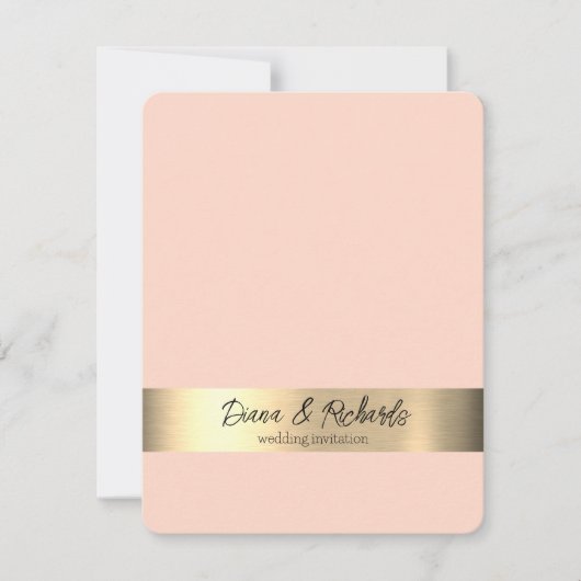 Faire-part de mariage rustique en or feuille de pê (Devant)