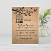 Faire-part de mariage rustique en papier marron av (Debout devant)