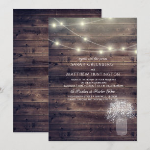 Faire-part de mariage rustique en pot Mason avec G