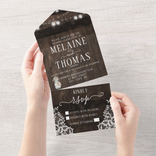 Faire-Part de Mariage Rustique en Pot Mason et Ton (Déchirure)