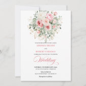 Faire-part de mariage rustique en rose poudré avec (Devant)