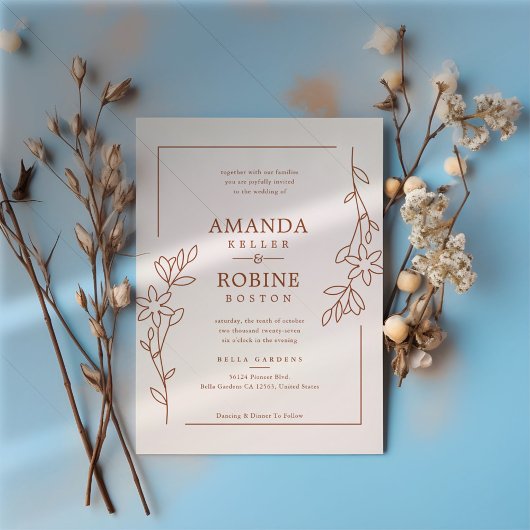 Faire-part de mariage rustique en terre cuite