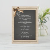 Faire-part de mariage rustique en toile de jute (Debout devant)