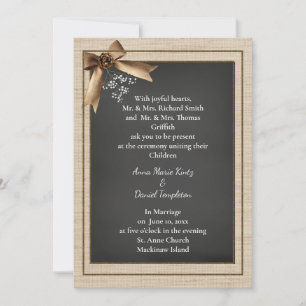 Faire-part de mariage rustique en toile de jute