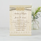 Faire-part de mariage rustique en toile de jute (Debout devant)