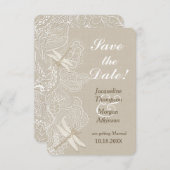 Faire-part de mariage rustique en toile de jute et (Devant / Derrière)