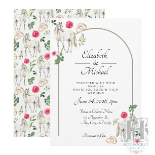 Faire-part de mariage rustique équestre floral ros