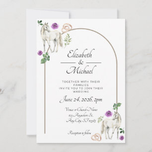 Faire-part de mariage rustique équestre floral vio