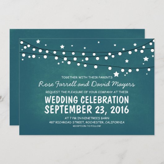 Faire-part de mariage rustique et lumières nocturn (Devant / Derrière)