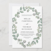 Faire-part de mariage Rustique Eucalyptus Bleu Pou (Devant)