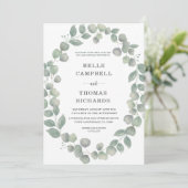 Faire-part de mariage Rustique Eucalyptus Bleu Pou (Debout devant)