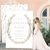 Faire-part de mariage rustique fleur sauvage rose 