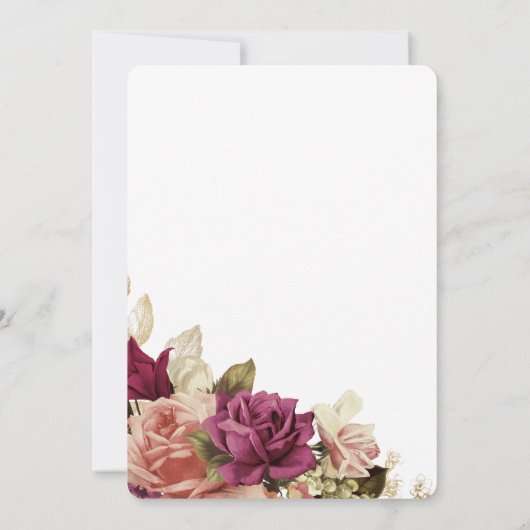 Faire-part de mariage rustique floral élégant (Dos)