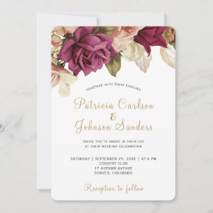 Faire-part de mariage rustique floral élégant