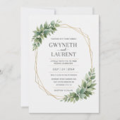 Faire-part de mariage rustique géométrique or et v (Devant)
