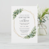 Faire-part de mariage rustique géométrique or et v (Debout devant)